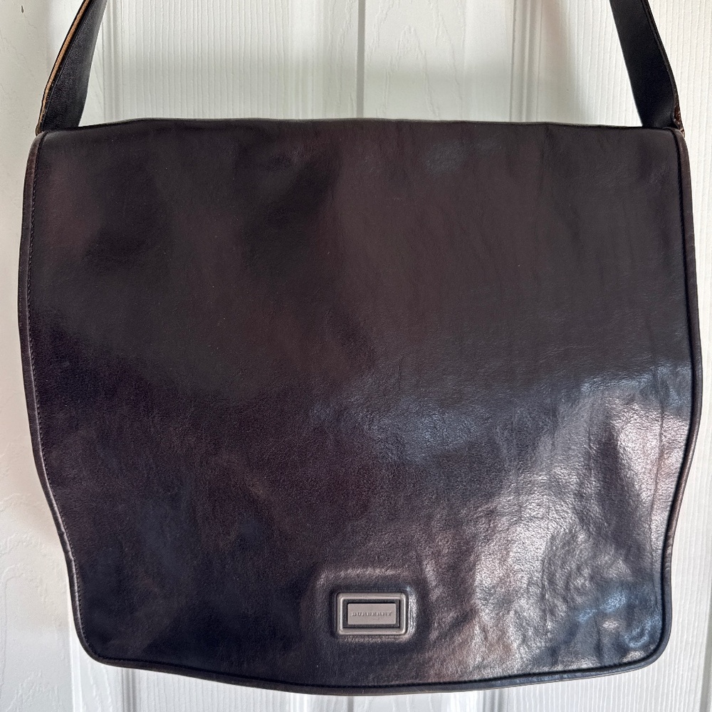 Vintage Burberry Messenger bag - black leather - excellent condition